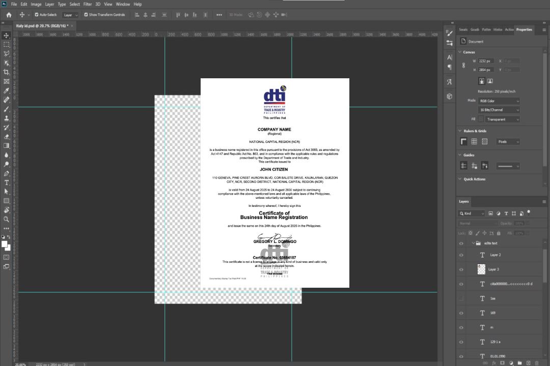 Certificat d'enregistrement de nom commercial aux Philippines Word et PDF version 2 template Certificat d'enregistrement de nom commercial aux Philippines Word et PDF version 2 template